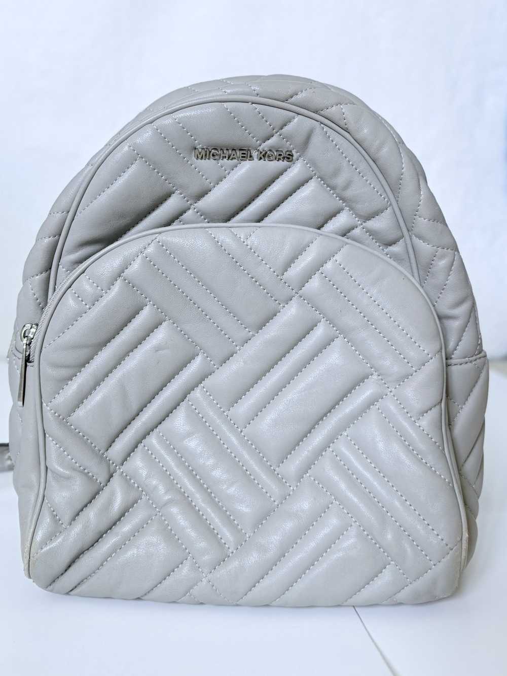 Michael Kors Cream Quilted Leather Backpack Used Condition